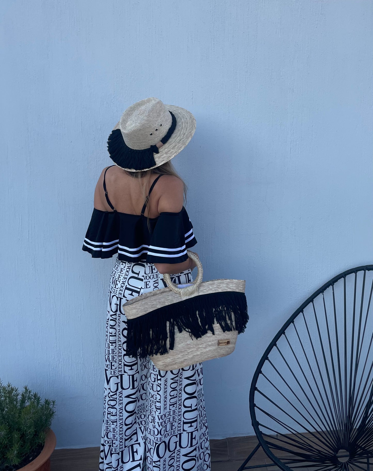 Sombrero Macrame Black - S02