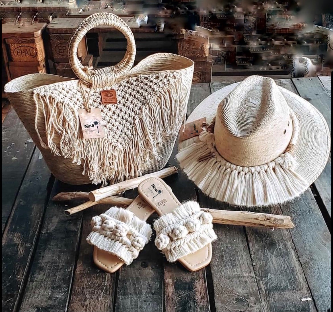 Sombrero Macrame Natur - S01