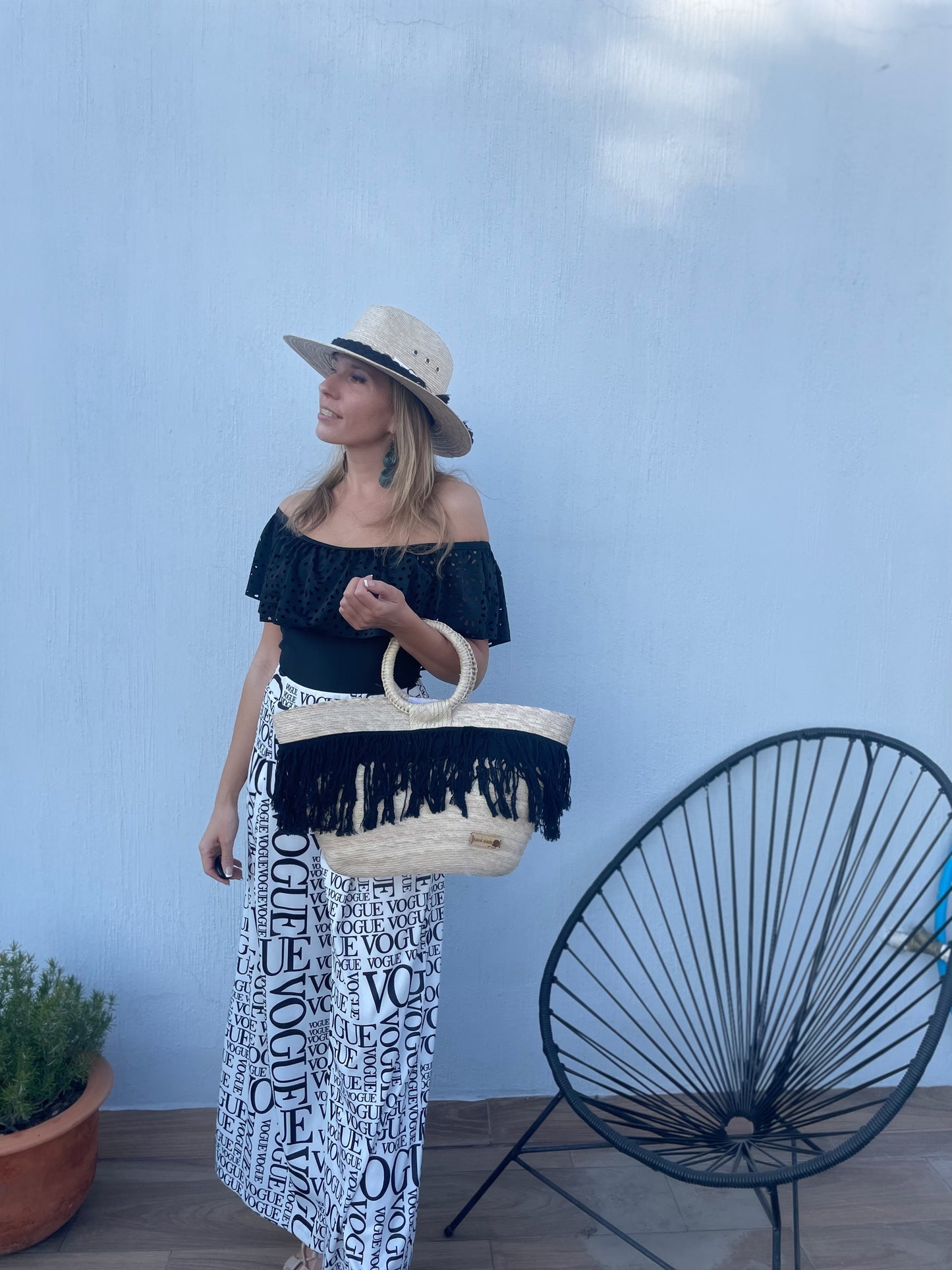 Sombrero Macrame Black - S02